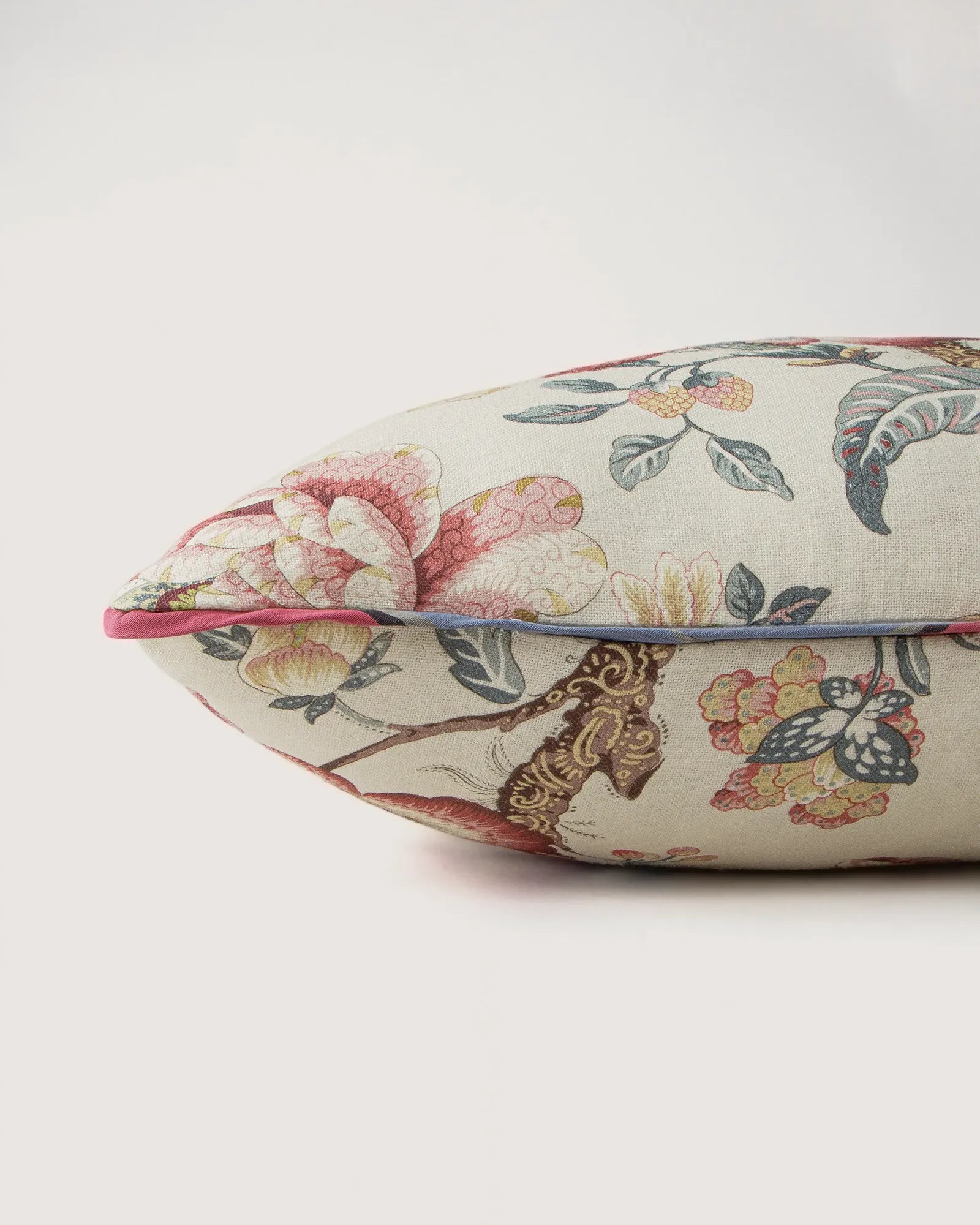 Bespoke French Linen "Tree of Life" Decorative Cushion – Two-Sided Chinoiserie Motif (62 x 36 cm)