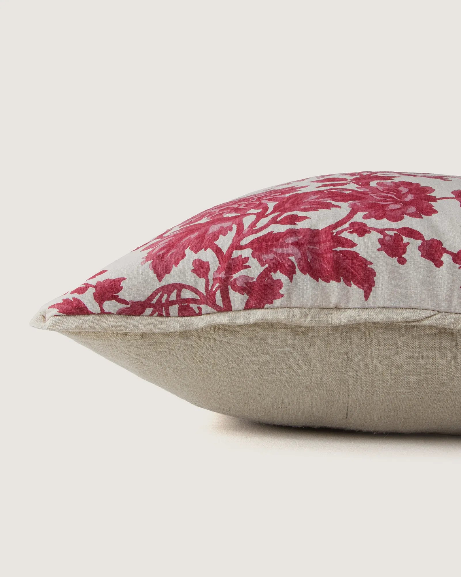 Bespoke French Vintage Cotton "Toile de Jouy" & Raw Linen Decorative Cushion (58 x 50 cm)