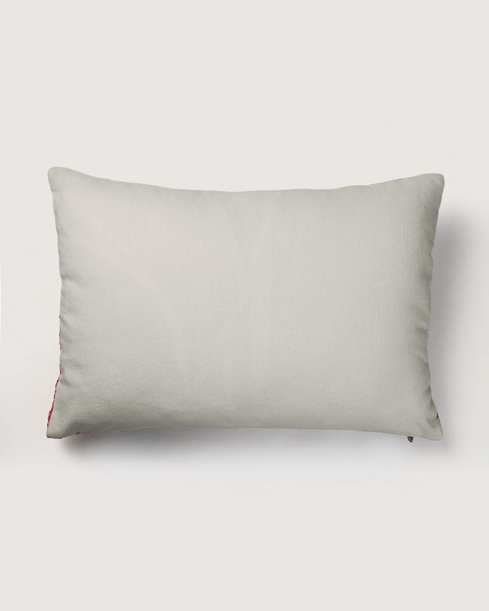 Bespoke Hand-Woven Moroccan Vintage Fabric Lumbar Cushion – Asymmetric Bouclé Motif (38 x 57 cm)
