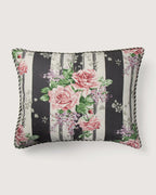 Cuscino su Misura in Cotone Vintage Sanderson – Motivo Floreale e a Righe Ticking a Due Lati (52 x 42 cm)