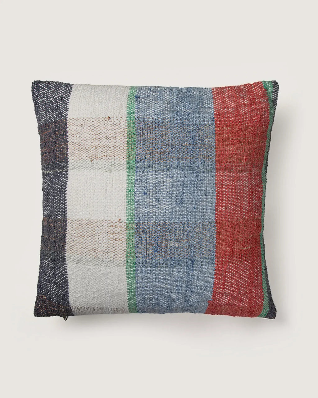 Bespoke Hand-Woven Moroccan Vintage Fabric & Linen Square Cushion (42 x 42 cm)
