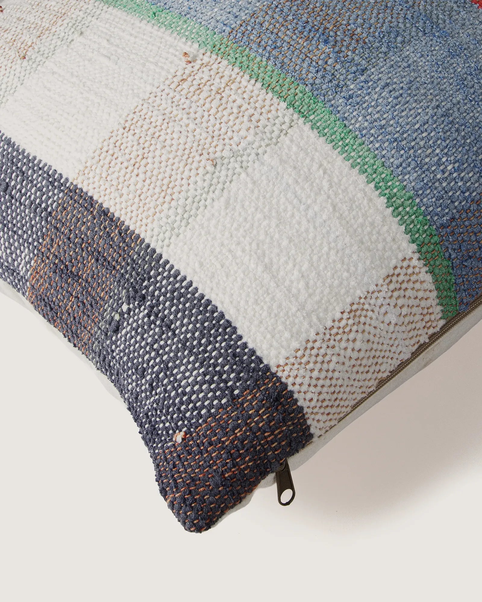 Bespoke Hand-Woven Moroccan Vintage Fabric & Linen Square Cushion (42 x 42 cm)
