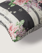 Bespoke Vintage Sanderson Cotton Cushion – Two-Sided Floral & Ticking Stripe Motif (52 x 42 cm)