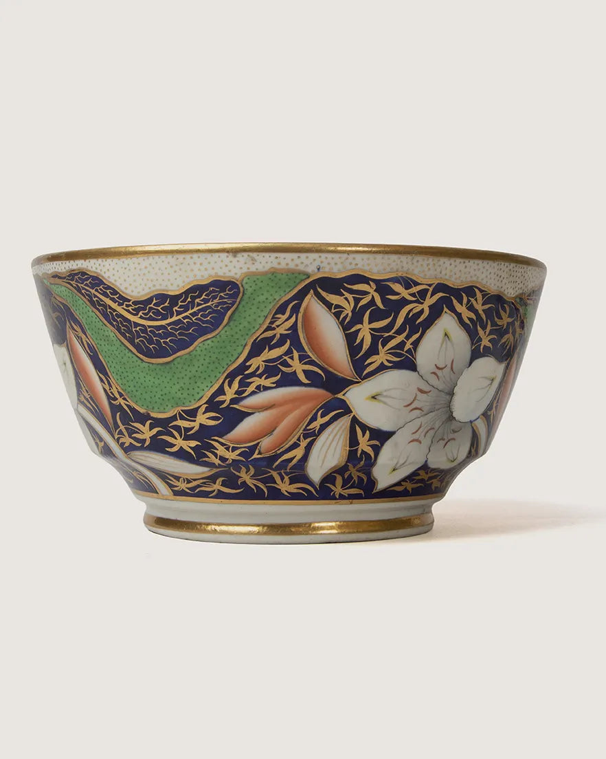 Antique British Imari Pattern Porcelain Finger Bowl & Underplate Set – Late 19th Century