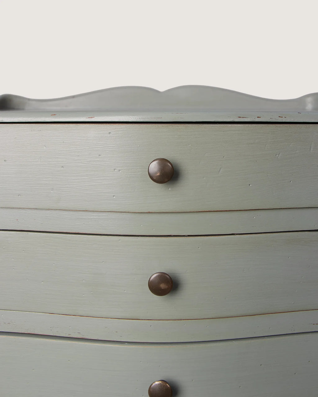 Pair of Antique French Sage Green Lacquered Bedside Tables – Early 20th Century