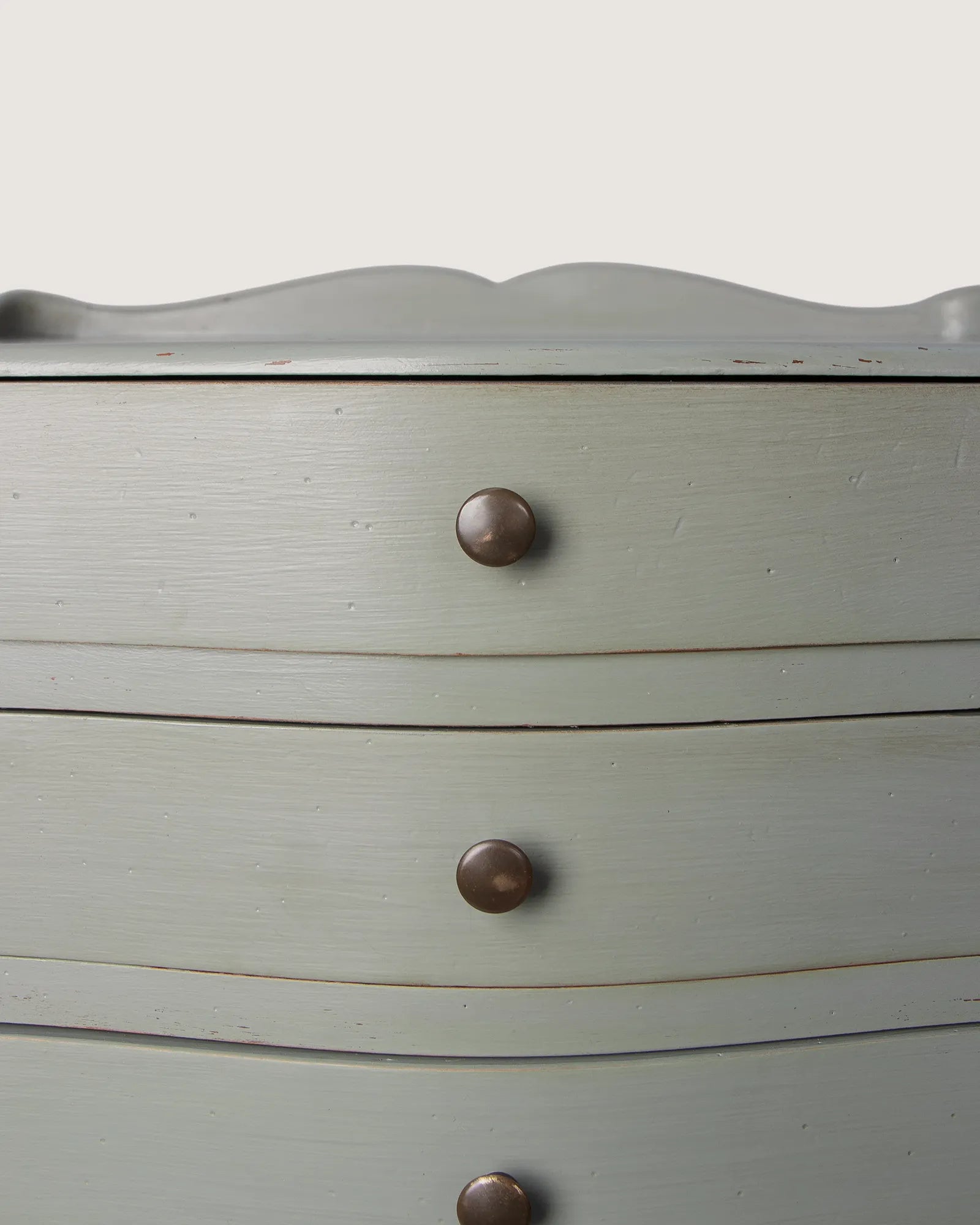 Pair of Antique French Sage Green Lacquered Bedside Tables – Early 20th Century