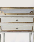Pair of Antique French Louis XVI Style Lacquered Bedside Tables with Marble Tops – Early 20th Century