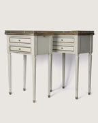 Pair of Antique French Louis XVI Style Lacquered Bedside Tables with Marble Tops – Early 20th Century