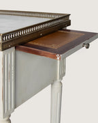 Pair of Antique French Louis XVI Style Lacquered Bedside Tables with Marble Tops – Early 20th Century