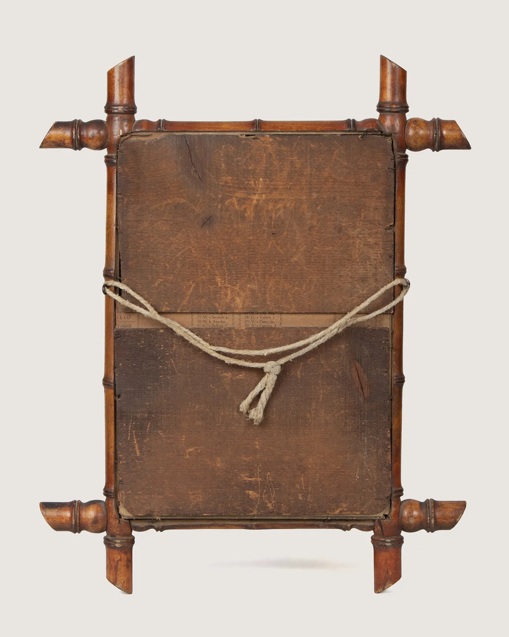 Antique French Faux Bamboo Wall Mirror with Cane-Cut Corners – Early 20th Century