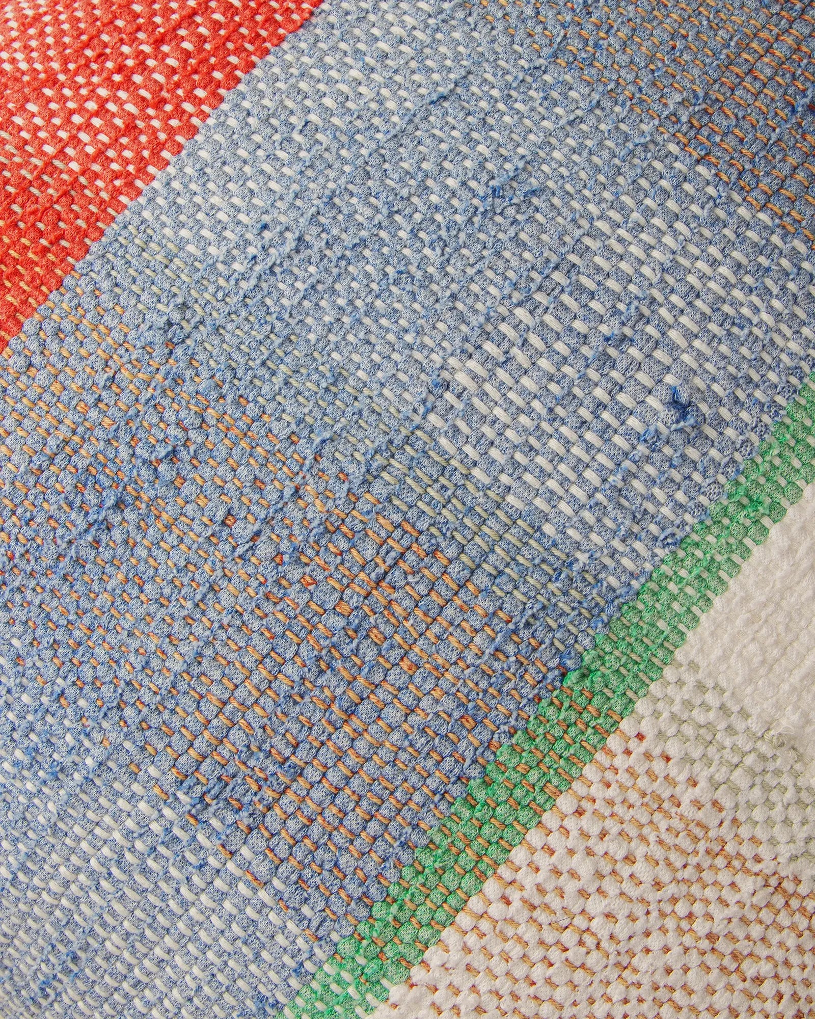 Bespoke Hand-Woven Moroccan Vintage Fabric & Linen Square Cushion (42 x 42 cm)