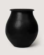 Early 20th-century Southern Italian terracotta confit pot finished in an authentic matte black painted patina.