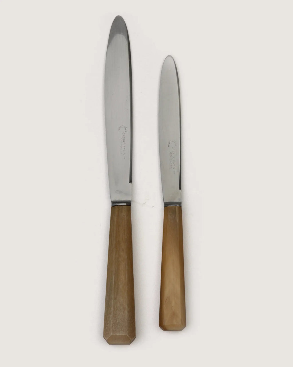 Early 20th-century antique French 16-piece flatware knife set with dark horn handles by Gabriel Gay & Co.