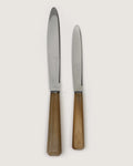 Early 20th-century antique French 16-piece flatware knife set with dark horn handles by Gabriel Gay & Co.