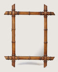 Antique French Faux Bamboo Wall Mirror with Cane-Cut Corners – Early 20th Century