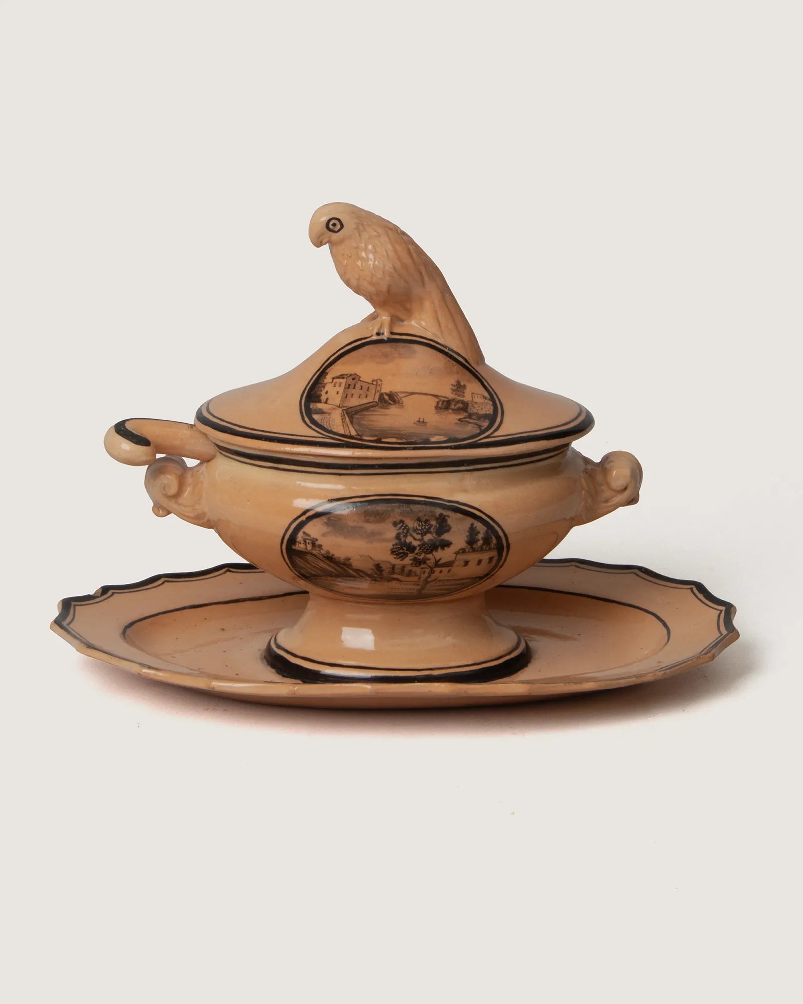 Rare mid-19th century Italian Grand Tour sauce tureen, signed Giustiniani (Naples).