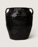 Mid-20th-century medium Northern Italian confit pot from Piedmont, showcasing a warm honey-colored iridescent glaze.