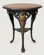 Late 19th-century antique Victorian Britannia pub table with an intricate cast iron base by Evans Birmingham.