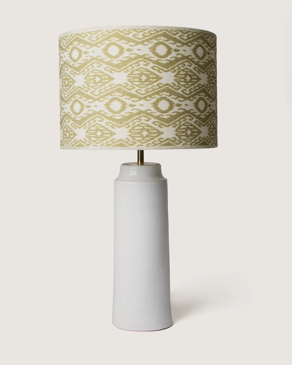 Unique heritage table lamp upcycled from an antique Apulian terracotta pluviale downspout, complete with a handcrafted organic shade.