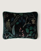 Reversible petite lumbar cushion featuring a Christian Lacroix botanical velvet front paired with emerald green silk.