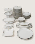 Elegant 44-piece 1930s Bavarian porcelain dinner service for 6 by Krautheim mit Selb with refined trim.