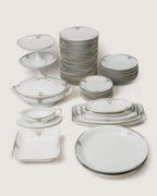 Elegant 44-piece 1930s Bavarian porcelain dinner service for 6 by Krautheim mit Selb with refined trim.