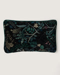 Large reversible lumbar cushion in Christian Lacroix botanical print velvet with a rich emerald green silk back.