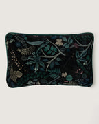 Large reversible lumbar cushion in Christian Lacroix botanical print velvet with a rich emerald green silk back.