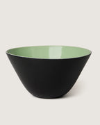 Sleek 1950s mid-century modern Italian ceramic bowl in a striking graphic black and mint green colorway.
