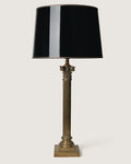 Monumental 1950s or 1960s brass column table lamp in the Neoclassical Revival style, a grand statement piece.