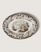 Magnificent pair of large, pristine late 19th-century English Wedgwood serving platters in striking brown transferware.