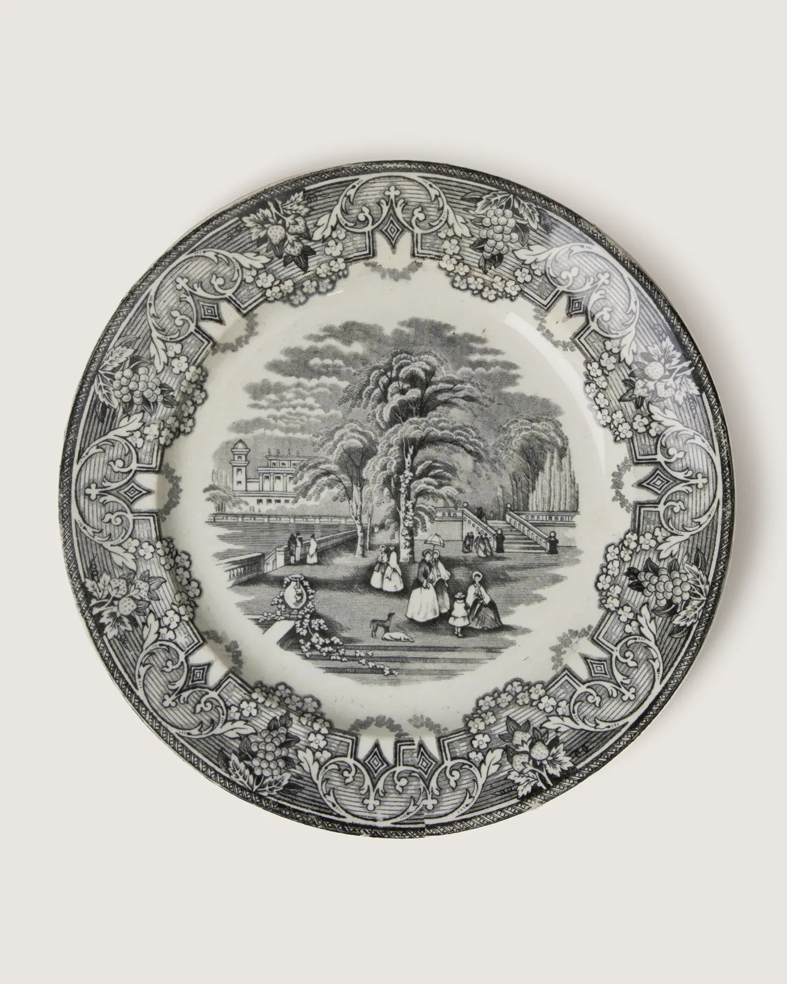 Rare late 19th-century set of eight Italian transferware plates by S.C. Richard in the iconic Landscape pattern.