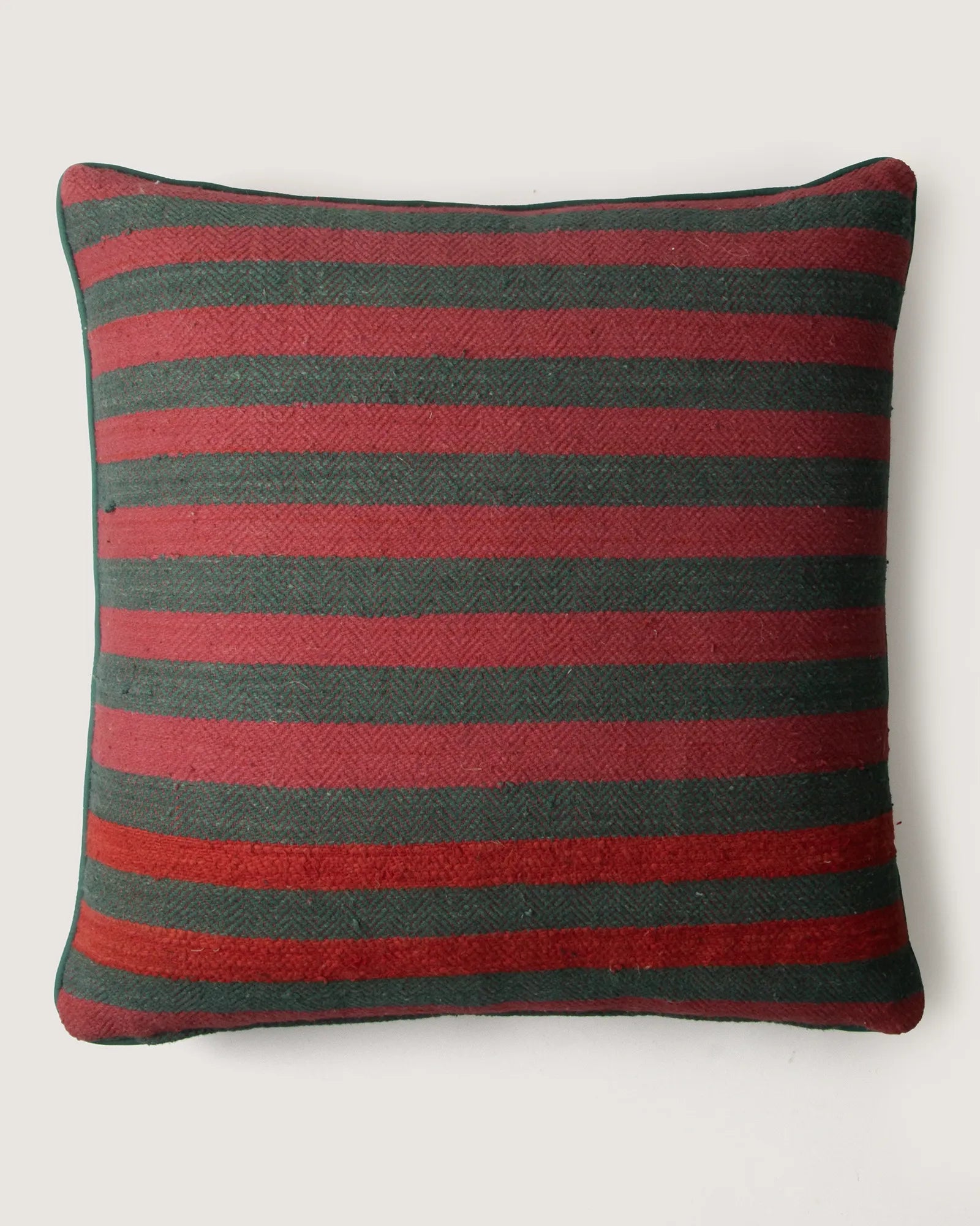 Bespoke lumbar cushion combining a rustic vintage Eastern European woven cotton with a hand-dyed antique French linen back.