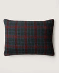 Vintage Eastern European lumbar cushion woven from rustic plaid cotton in warm, earthy tones.