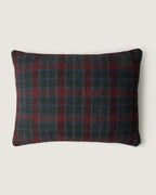 Reversible lumbar cushion crafted from a vintage Eastern European plaid cotton and bespoke hand-dyed French linen.